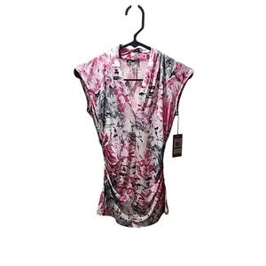 Vince Camuto Short Sleeve Blouse Women's XS‎ Pink And Gray
